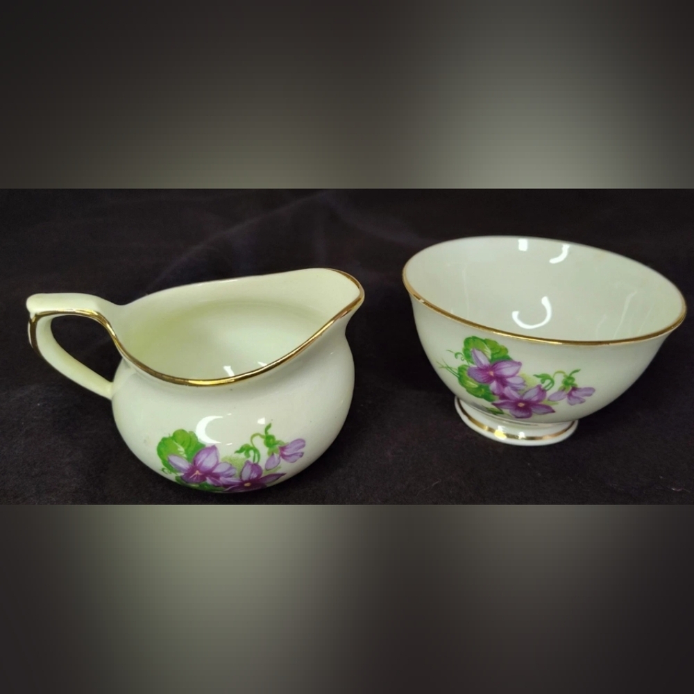 1930's English Sunderland Mini Sugar Bowl Creamer Set, Vintage (Almost Antique!)